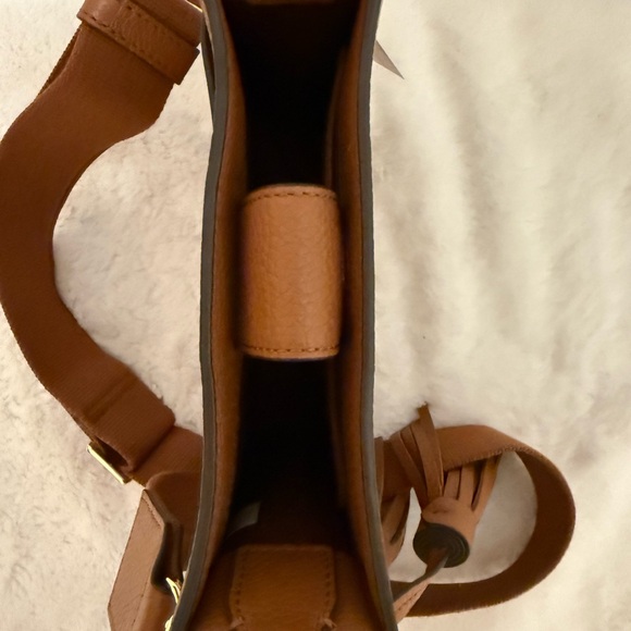 Tory Burch Mini Web Brown Pebbled Leather Crossbody Bag NWT - Picture 6 of 8